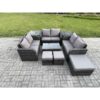 Fimous - Wicker pe Rattan Garden Furniture Set Outdoor Lounge Sofa Set with Love Sofa Coffee Table 2 Side Tables 3 Footstools Dark Grey Mixed