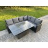 Fimous - pe Rattan Corner Garden Furniture High Back Sofa Set Adjustable Rising Lifting Table Set 6 Seater