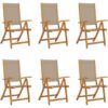 Folding Garden Chairs 6 pcs Solid Wood Acacia and Textilene vidaXL