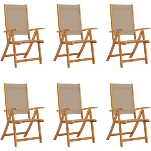 Folding Garden Chairs 6 pcs Solid Wood Acacia and Textilene vidaXL