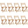 Folding Garden Chairs 8 pcs Beige Fabric and Solid Wood vidaXL