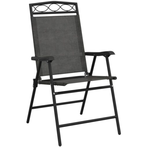 Folding Garden Chairs 8 pcs Melange Grey Steel and Textilene vidaXL