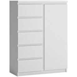 Fribo 1 Door 5 Drawer Cabinet in White