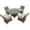 Furniture One - 4 Seater Round Garden Table & Chairs Fully Assembled - Nature - Natural