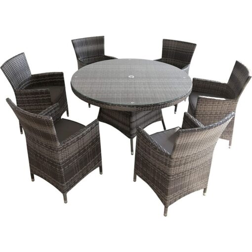 Furniture One - 6 Seat Garden Patio Dining Set Fully Assembled - Grey - Grey