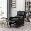 Furniture One - Pushback Recliner Chair Leather Effect Armchair with Rivet Decoration Single Sofa Accent Chair for Living Room - Dark Black - Black