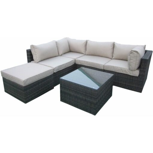 Furniture One - Rattan 6 Piece Modular Outdoor Garden Sofa - Mix Brown - Mix Brown