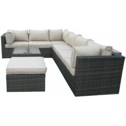 Furniture One - Rattan 7 Seater Modular Outdoor Garden Sofa - Mix Brown - Mix Brown