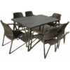 Furniture One - Rattan Patio Dining Set w Stackable Chair - 150L x 90W x 74H cm for 6 seater - Grey