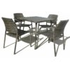 Furniture One - Rattan Patio Dining Set w Stackable Chair - 84L x 84W x 74H cm for 4 seater - Grey