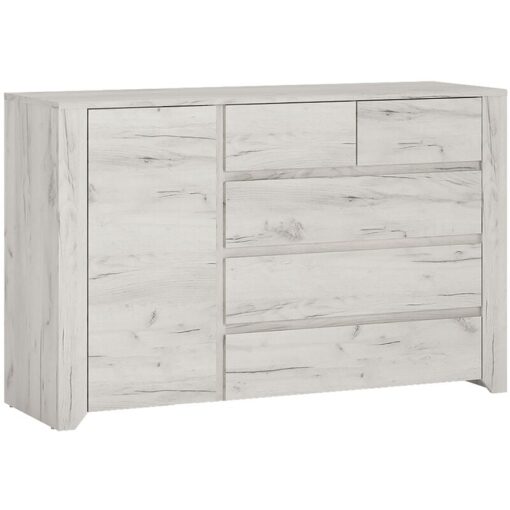 Furniture To Go - Angel 1 Door 2+3 Drawer Chest in White Craft Oak