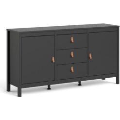 Furniture To Go - Barcelona Sideboard 2 Doors + 3 Drawers in Matt Black