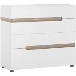 Furniture To Go - Chelsea 4 Drawer Chest in White with Oak Trim