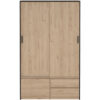 Furniture To Go - Line Wardrobe with 2 Sliding Doors 1 Small Door and 2 drawers in Jackson Hickory Oak