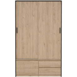 Furniture To Go - Line Wardrobe with 2 Sliding Doors 1 Small Door and 2 drawers in Jackson Hickory Oak