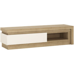 Furniture To Go - Lyon 1 drawer tv cabinet with open shelf in Riviera Oak/White High Gloss