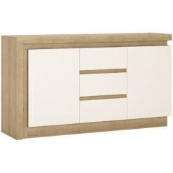 Furniture To Go - Lyon 2 door 3 drawer sideboard in Riviera Oak/White High Gloss