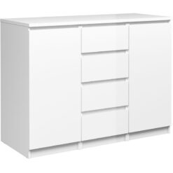 Furniture To Go - Naia Sideboard - 4 Drawers 2 Doors in White High Gloss