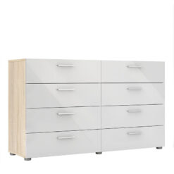 Furniture To Go - Pepe Wide Chest of 8 Drawers (4+4) in Oak with White High Gloss