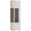 Furniture To Go - Toronto Tall Narrow Glazed Display Cabinet with Internal Shelves (inc. Plexi Lighting) In White and Oak