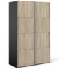 Furniture To Go - Verona Sliding Wardrobe 120cm in Black Matt with Oak Doors with 2 Shelves