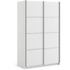 Furniture To Go - Verona Sliding Wardrobe 120cm in White with White Doors with 2 Shelves