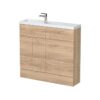 Fusion Compact Combination Unit with Slimline Basin - 1000mm Wide - Bleached Oak - Hudson Reed