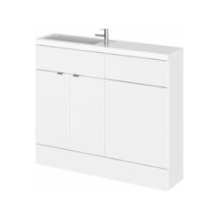 Fusion Compact Combination Unit with Slimline Basin - 1000mm Wide - Gloss White - Hudson Reed