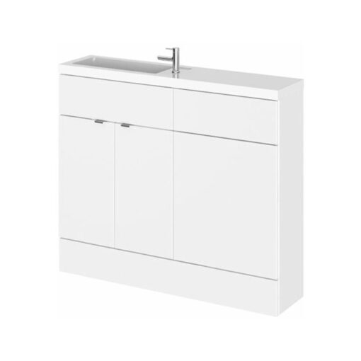 Fusion Compact Combination Unit with Slimline Basin - 1000mm Wide - Gloss White - Hudson Reed