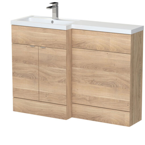 Fusion lh Combination Unit with 600mm wc Unit - 1200mm Wide - Bleached Oak - Hudson Reed