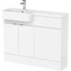 Fusion lh Combination Unit with Round Semi Recessed Basin 1100mm Wide - Gloss White - Hudson Reed