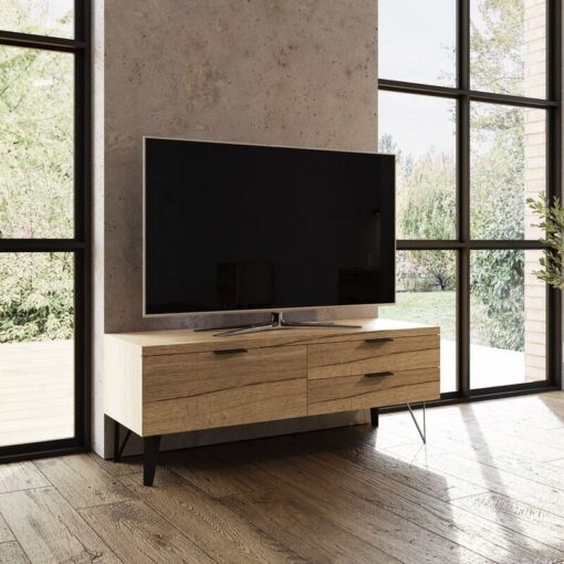 Fwstyle - Fisso Small tv Unit Cracked Oak No-Tools Click-Together - Cracked Oak