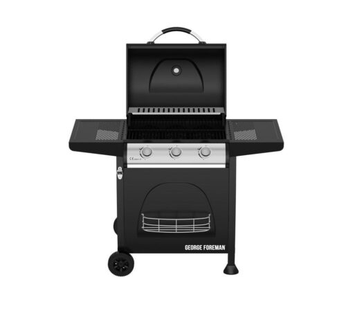 GEORGE FOREMAN GFGBBQ3B Portable 3 Burner Grill Gas BBQ - Black