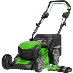 GREENWORKS GWGD24X2LM46SPK4X Cordless Rotary Lawn Mower with 2 Batteries - Green & Black