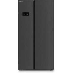 GRUNDIG GSBSLM5FVPZ American-Style Fridge Freezer - Black Steel, Black