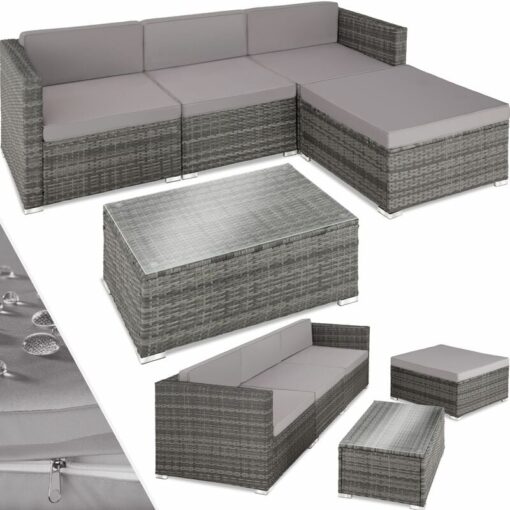 Garden Furniture Florence - modular outdoor sofa set, coffee table - garden sofa, garden corner sofa, rattan sofa - grey