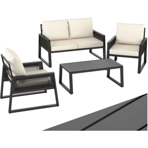 Garden Furniture Set Captive - aluminium frame, elastic cord sides - Seating group, Garden lounge, Garden furniture - anthracite