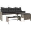 Garden Sofa with Table and Cushions L-Shaped Grey Poly Rattan Vidaxl Grey