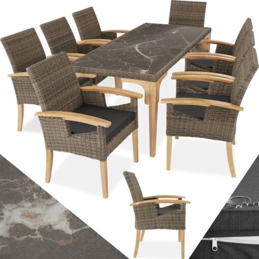 Garden Table and Chairs - Foggia dining table, 8 Rosarno armchairs - dining table, outdoor table and chairs, garden dining set - nature