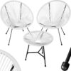 Garden Table and Chairs Santana - retro Acapulco design - round table and chairs, glass table and chairs, table and 2 chairs - white