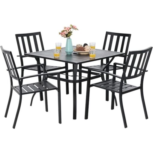 Garden Table and Chairs Set of 5 Patio Table Chairs Metal Outdoor Bistro Garden Furniture Sets Weather-resistant - Phivilla