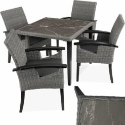 Garden Table and Chairs - Tarent dining table and 4 Rosarno chairs - dining table, outdoor table and chairs, garden dining set - grey