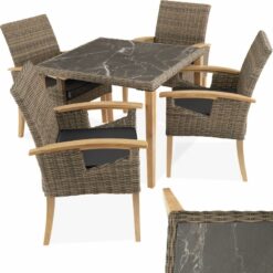 Garden Table and Chairs - Tarent dining table and 4 Rosarno chairs - dining table, outdoor table and chairs, garden dining set - nature