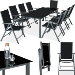 Garden Table and chairs furniture set 8+1 - outdoor table and chairs, garden table and chairs set, patio set - anthracite - anthracite