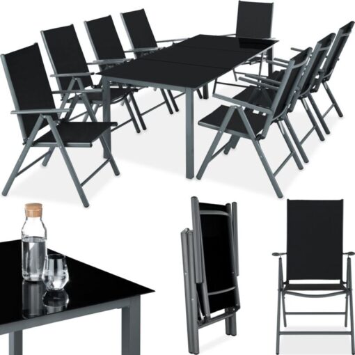 Garden Table and chairs furniture set 8+1 - outdoor table and chairs, garden table and chairs set, patio set - anthracite - anthracite