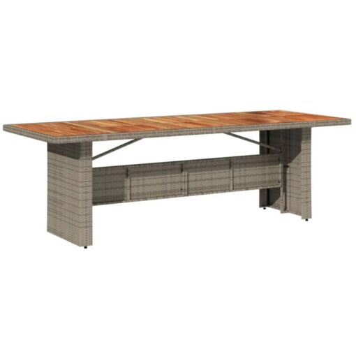 Garden Table with Acacia Wood Top Grey 240x90x75 cm Poly Rattan vidaXL