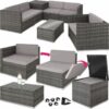 Garden corner sofa set Pisa 5 seats, 1 table - garden sofa, garden corner sofa, rattan sofa - grey - grey