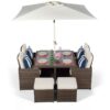 Giardino 4 Seater Rattan Cube Dining Set - Brown