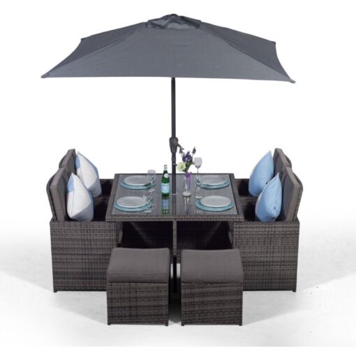 Giardino 4 Seater Rattan Cube Dining Set - Grey