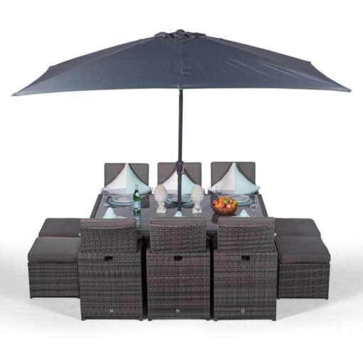 Giardino 6 Seater Rattan Cube Dining Set - Grey